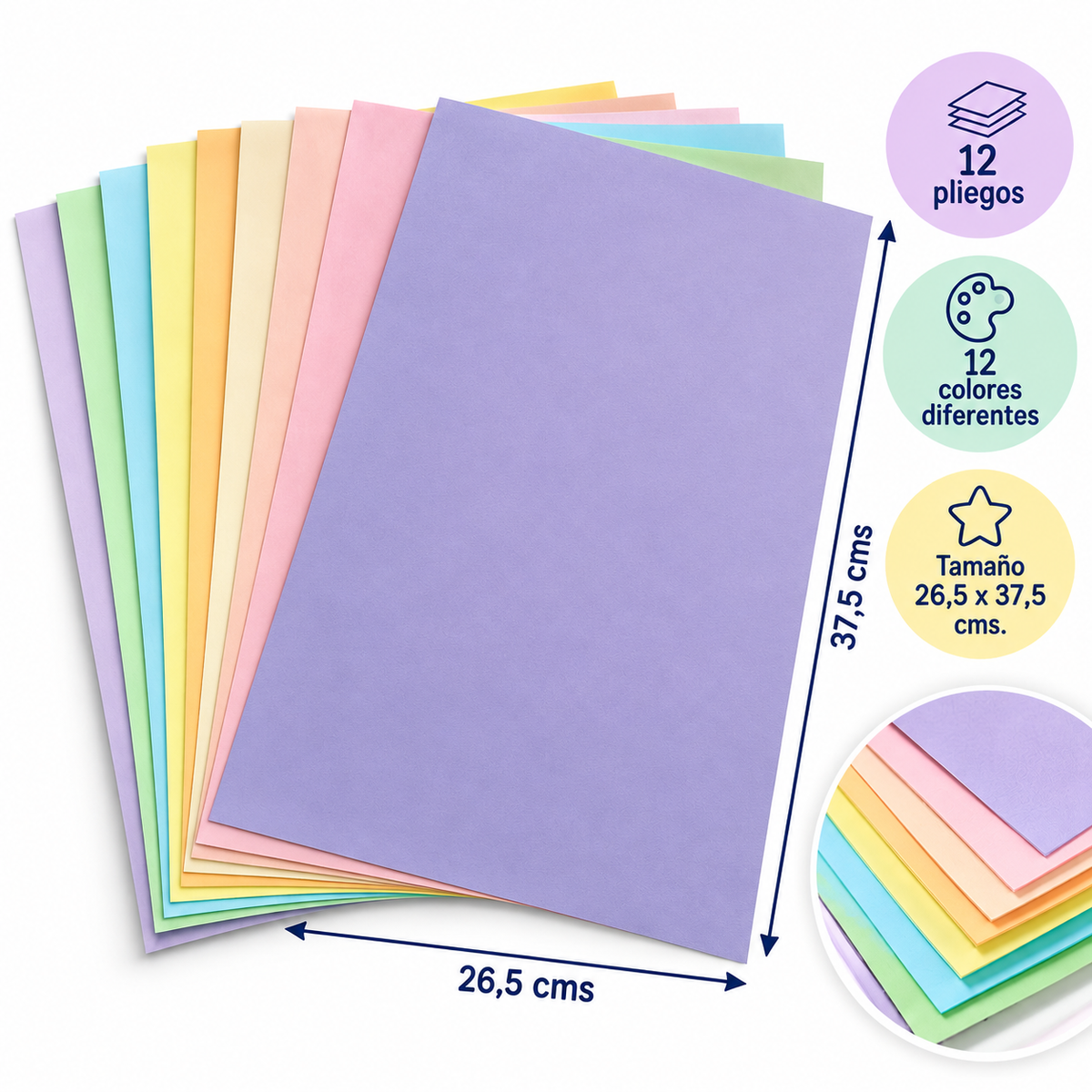 Cartulina 12 Colores Pastel Fultons