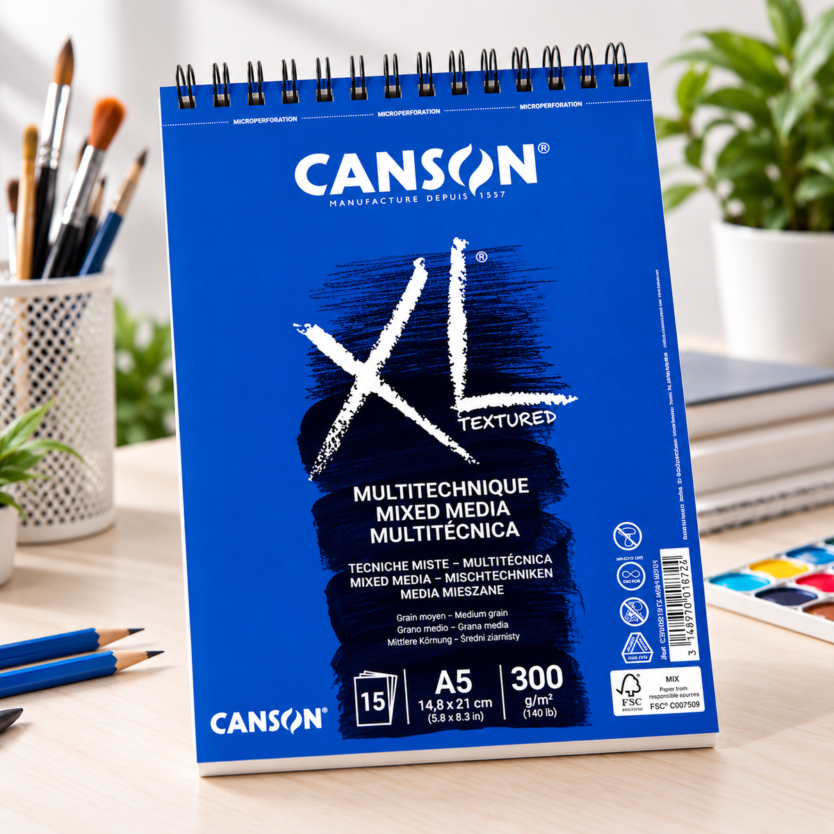 Croquera Canson XL Textured A5 300g – 15 Hojas Técnica Mixta