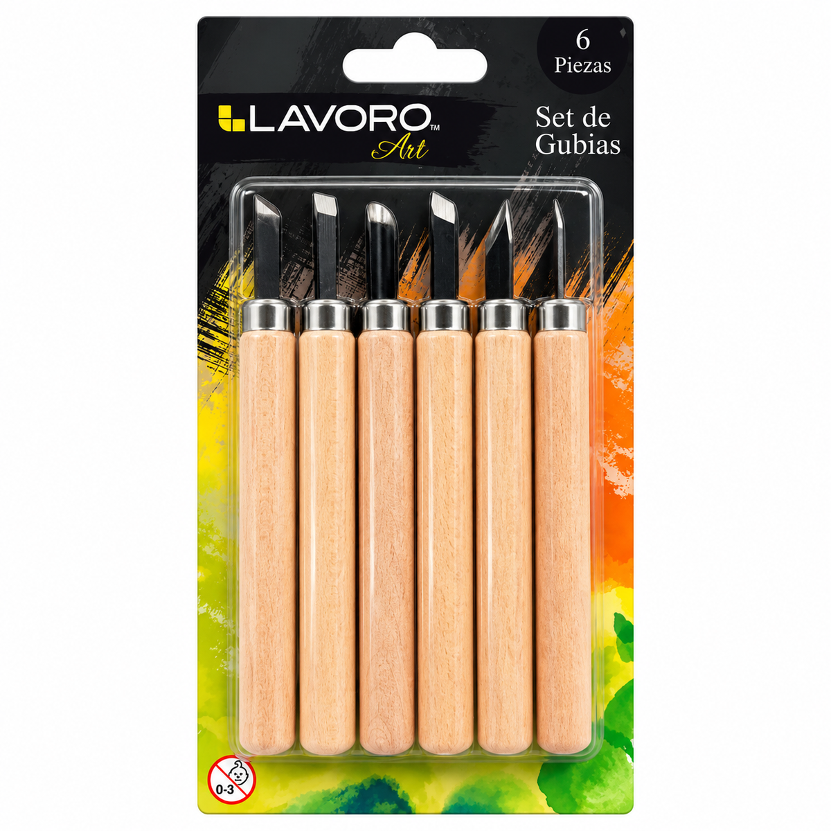 Set De Gubias Mango Madera 6 Piezas Lavoro