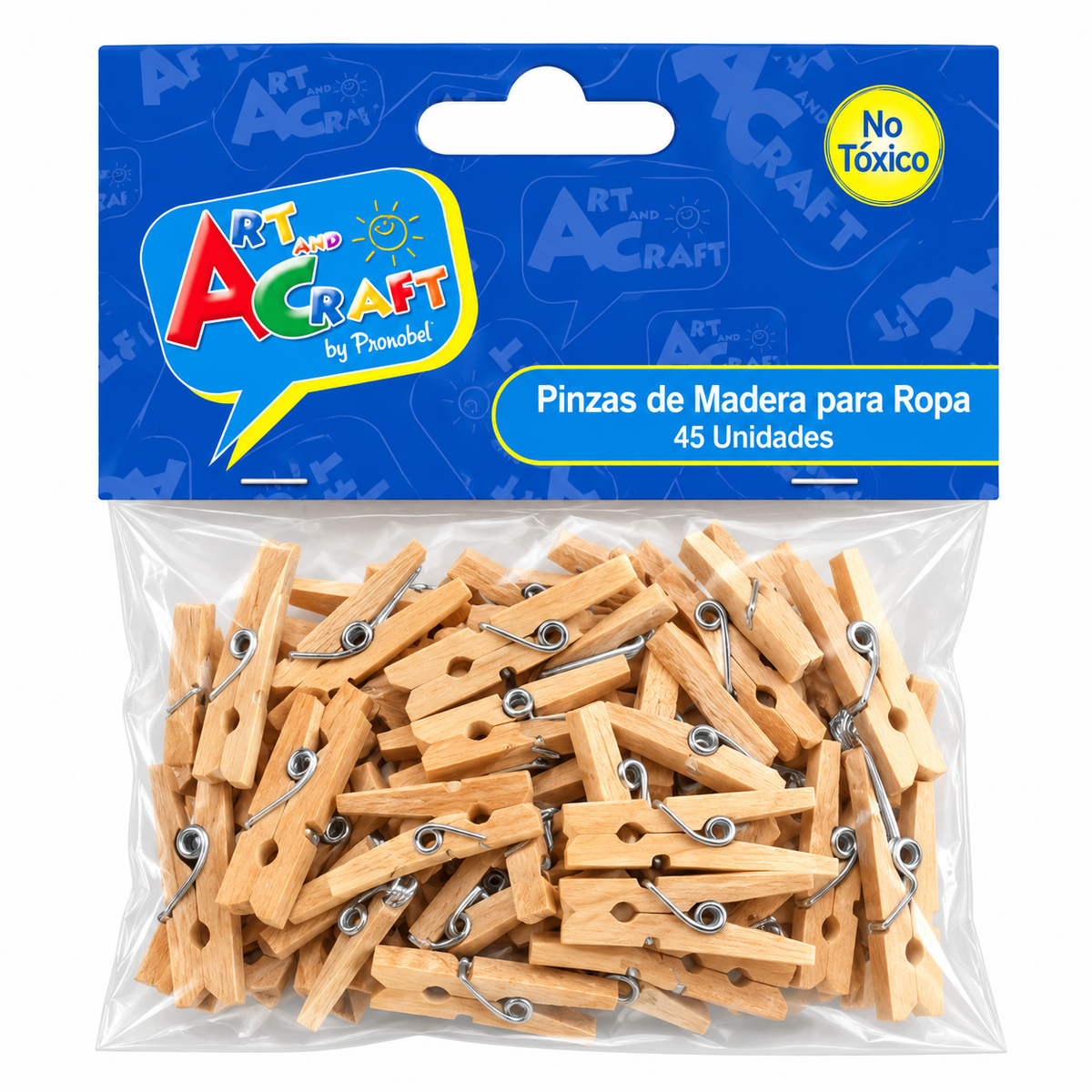 Mini Pinza de Madera Para Ropa Color Natural 45 Uni