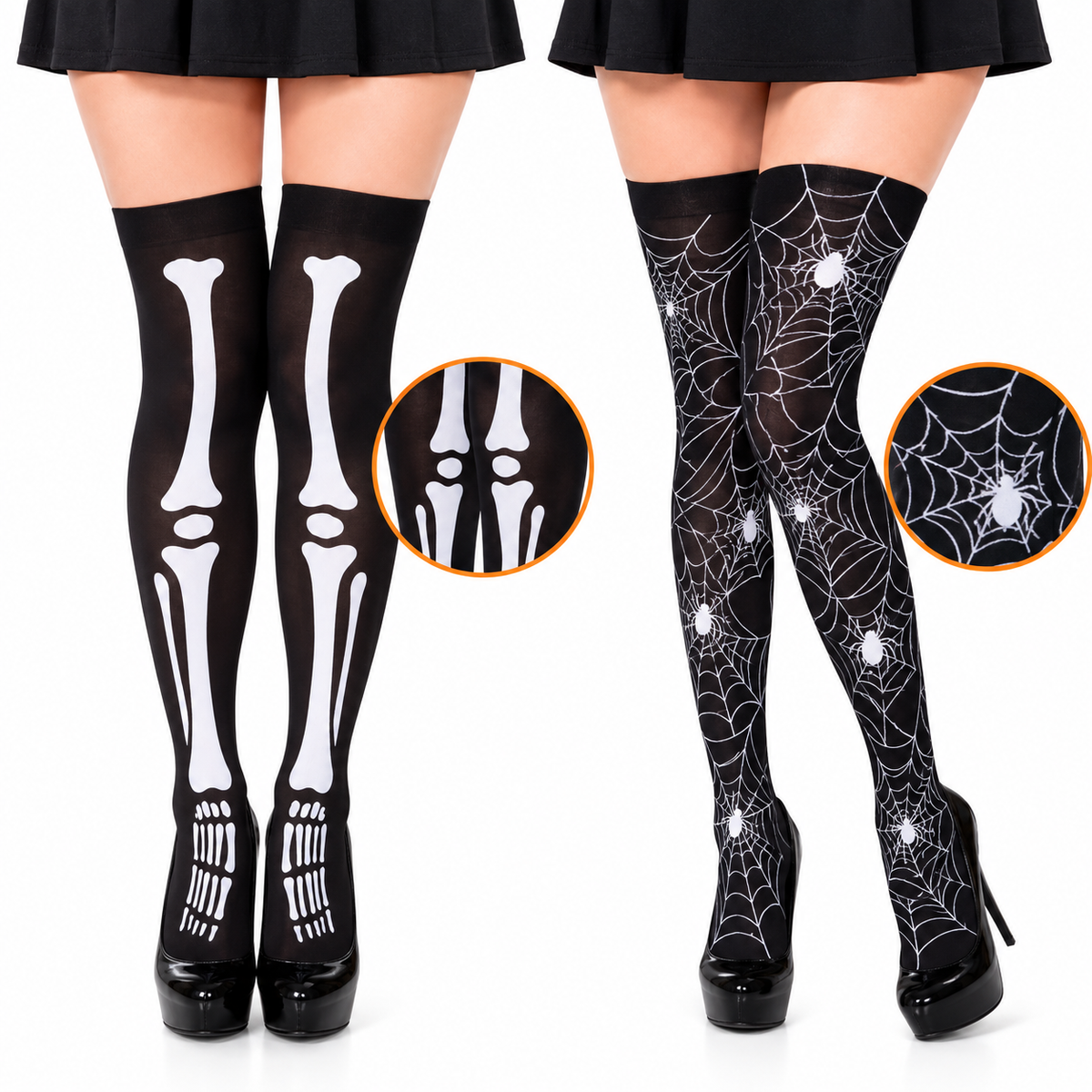 Panty Tela De Araña y Hueso Halloween