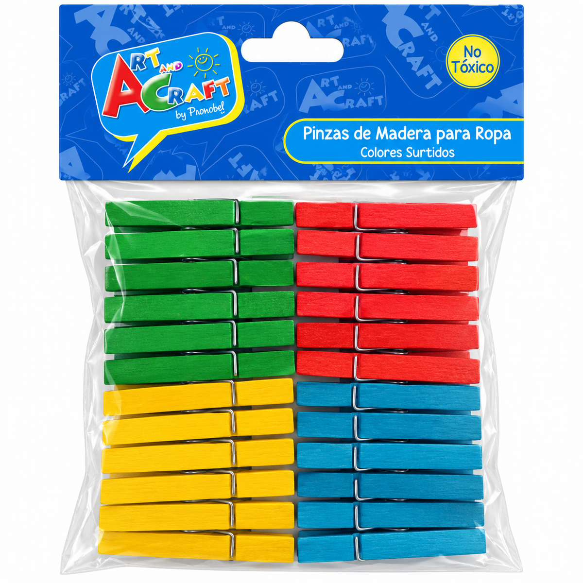 Pinzas De Madera Para Ropa Colores 48 Uni - 1x4,9 cms