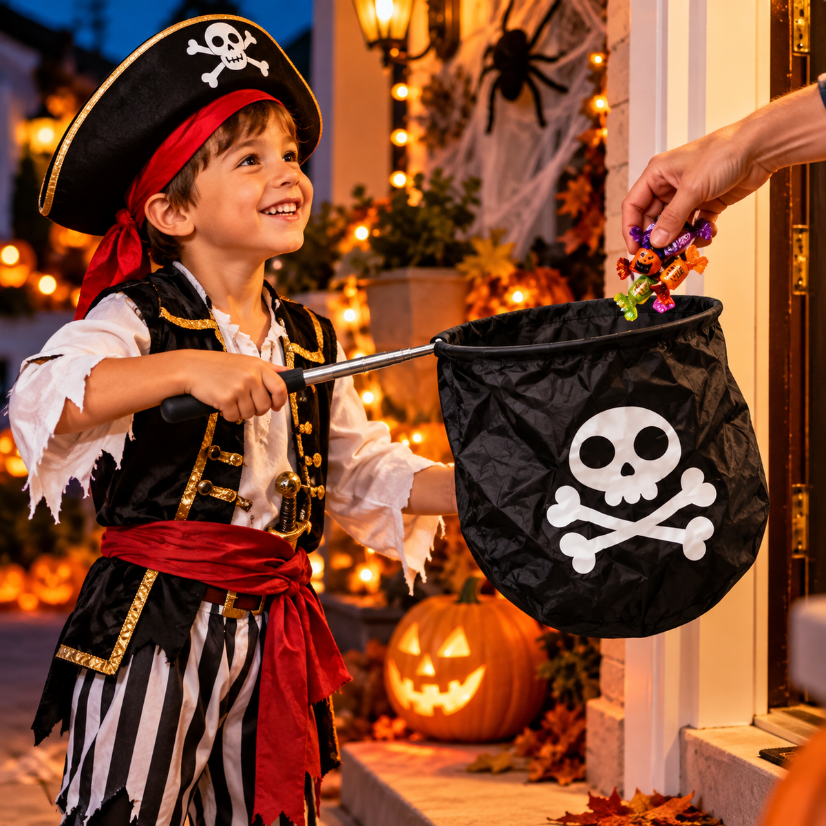 Bolsa Recolectora de Halloween con Mango Extensible Pirata