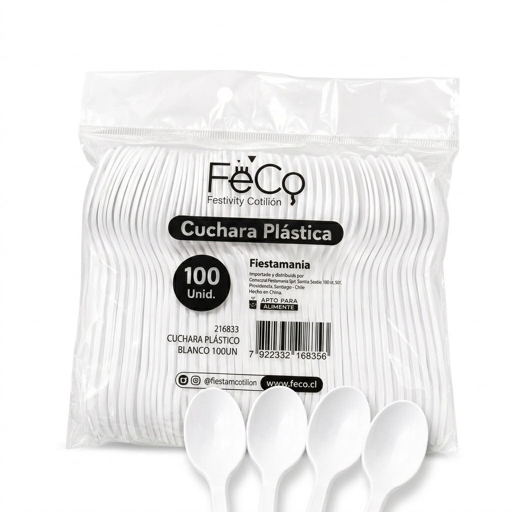 Cuchara Plastica Desechable Blanca 100 unidades